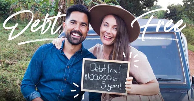 smiling couple debt free