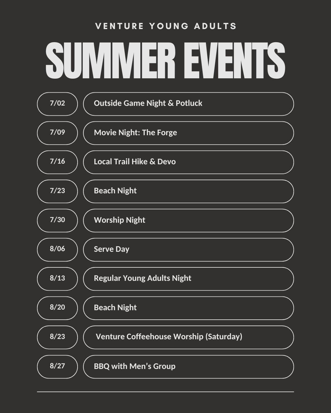 venture young adults summer event